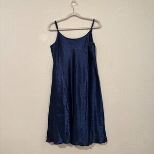 Deep Blue Satin Slip Mini Dress – Size L